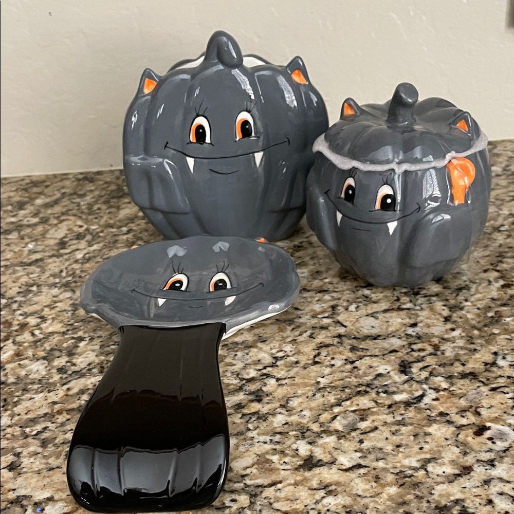3 Piece Halloween Kitchen Accessories Ceramic Set